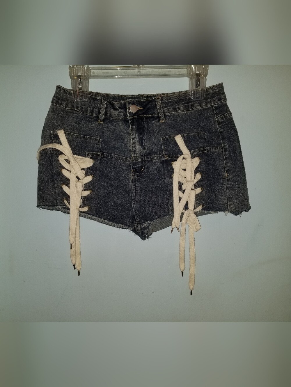 Women's Short Denim Stretch Jean Tie Up Front Shorts